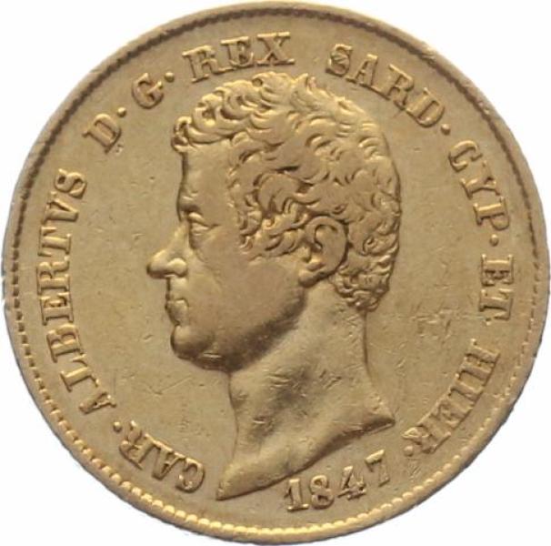 Sardinien 20 Lire 1847 - Car. Albertus